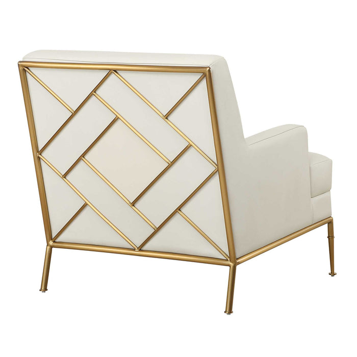 Fretwork - Accent Chair - White / Gold