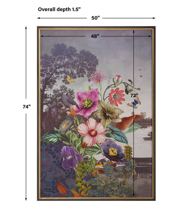 Serene Garden Fantasy - Framed Print - Blue / Gray / Green