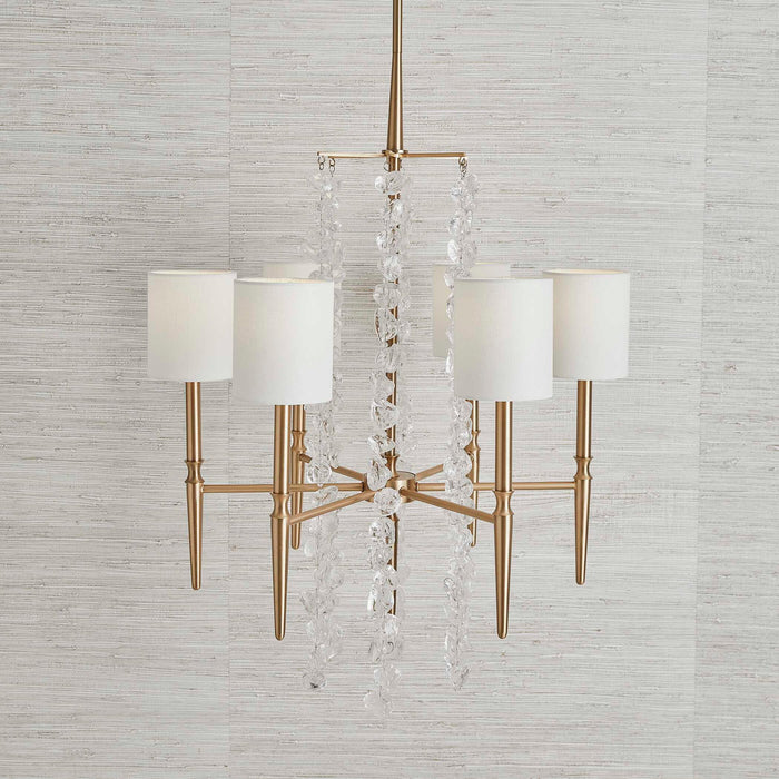 Waterfall - 6 Light Chandelier - Brass / White