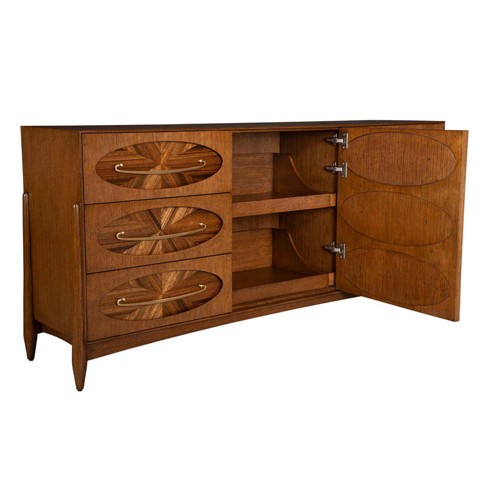 Tiger Eye - 6 Drawer 1 Door Chest - Woodtone