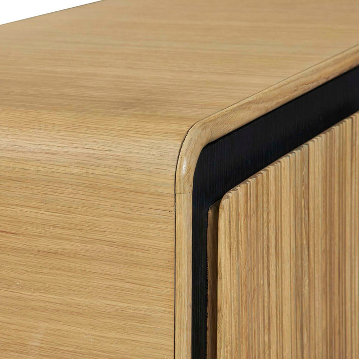 Striation - 4 Door Cabinet - Black / Woodtone