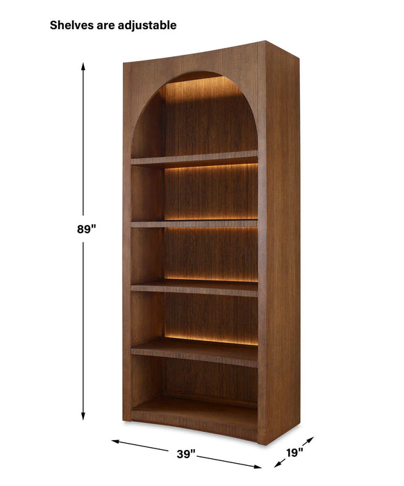 High Light - Lighted Bookcase - Woodtone