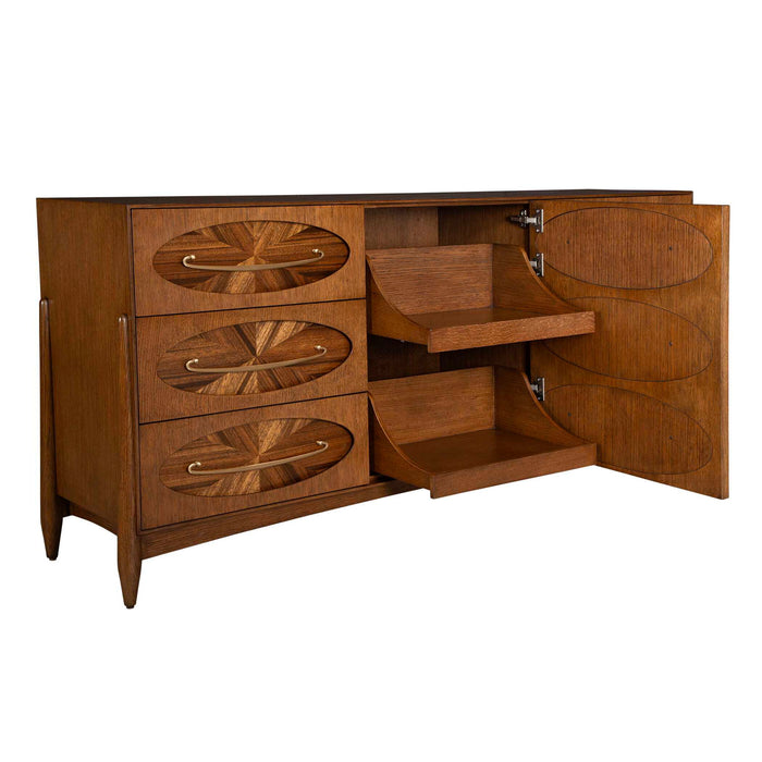 Tiger Eye - 6 Drawer 1 Door Chest - Woodtone
