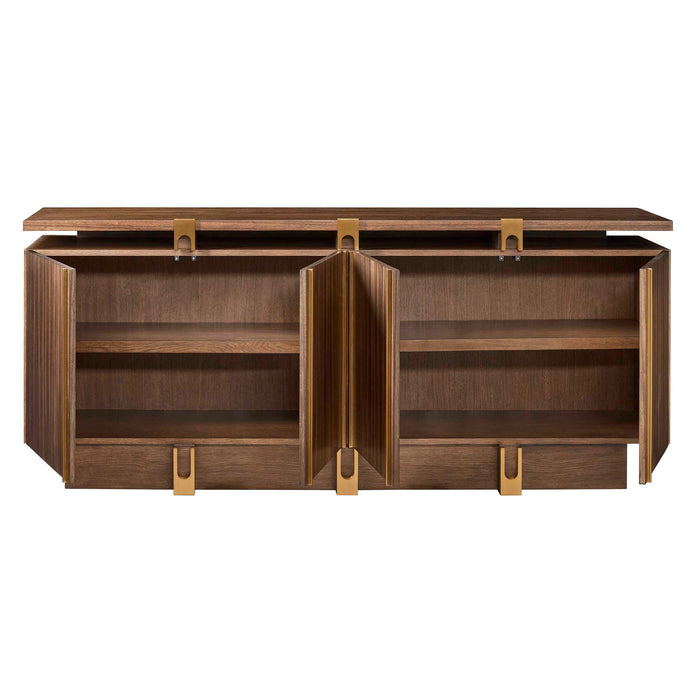 International - 4 Door Cabinet - Woodtone / Brass