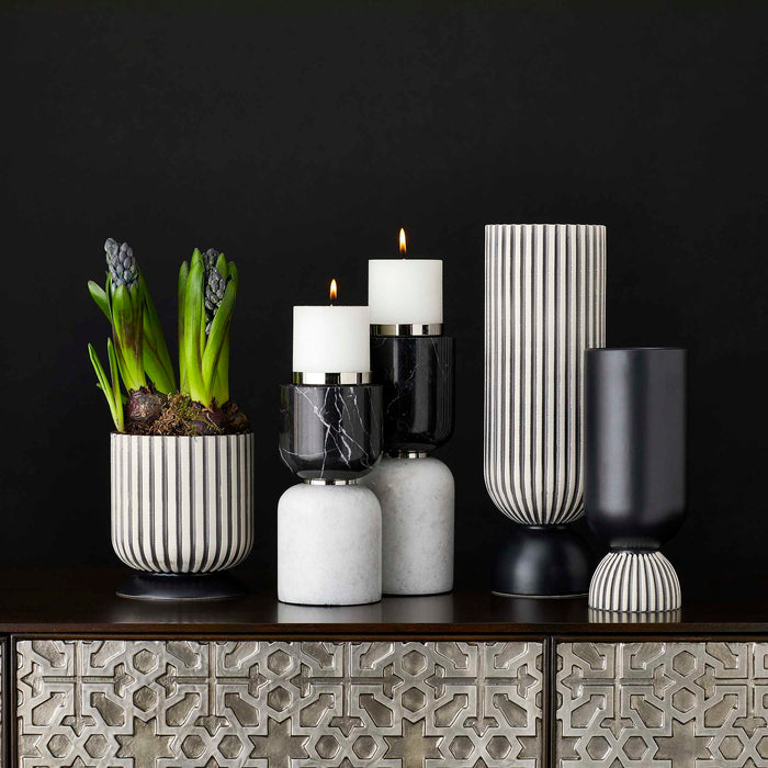 Channeled - Vases (Set of 2) - Black / White