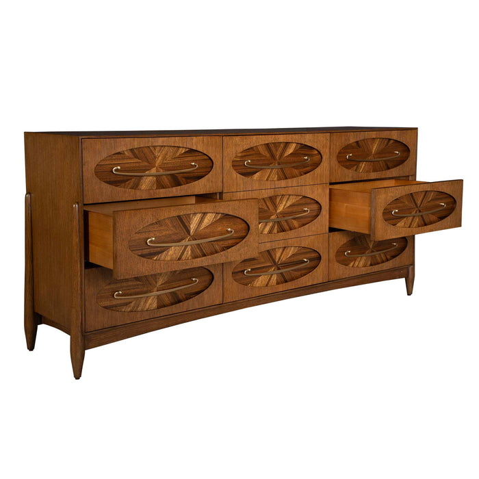 Tiger Eye - 6 Drawer 1 Door Chest - Woodtone