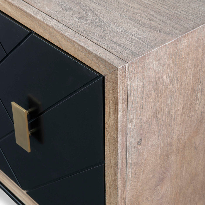 Interlace - 4 Door Cabinet - Black / Woodtone