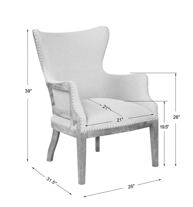 Adiris - Accent Chair - Brown / White / Woodtone
