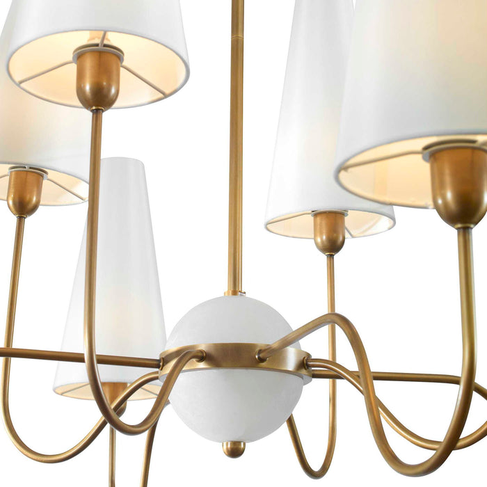 Elle - 8 Light Chandelier - Brass / White