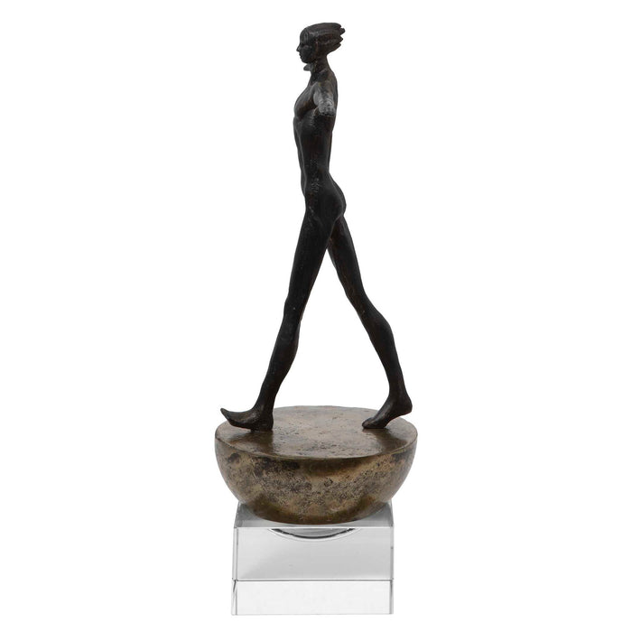 Man Finding Balance - Sculpture - Black / Brass