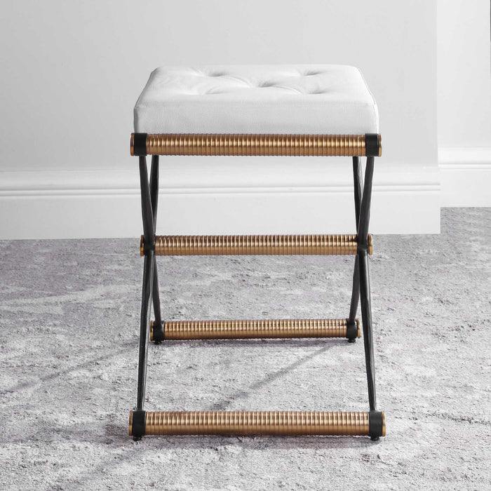 X Marks The Spot - Small Bench - Black / Brass / White
