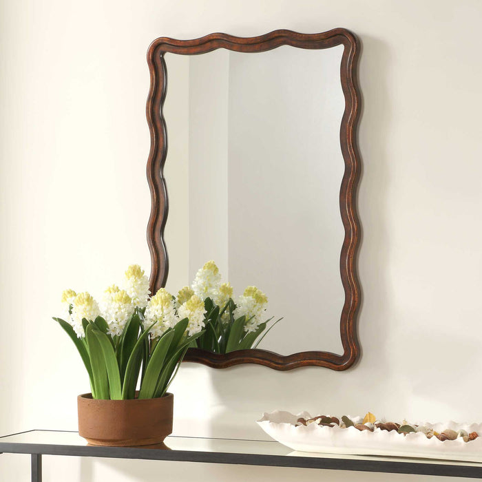 Mirror With Scalloped Edges - Antique Bronze