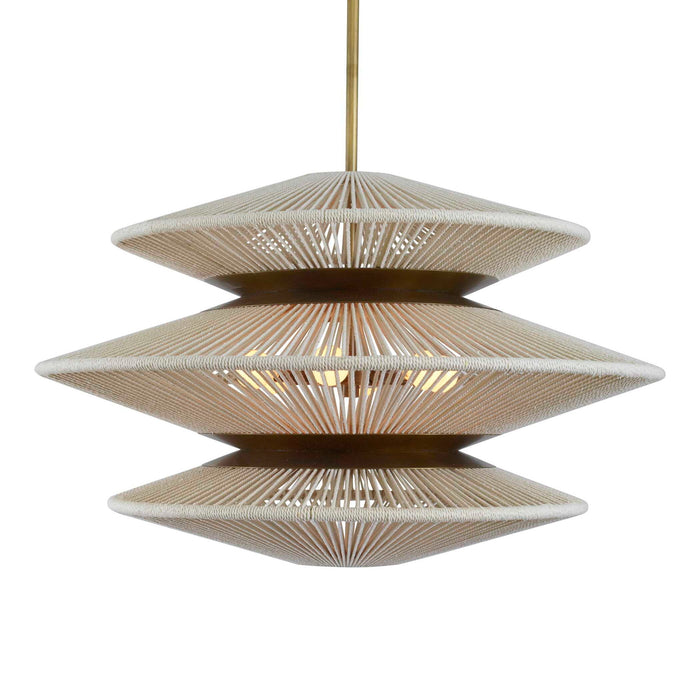 String Trio - 6 Light Pendant - Brass / White