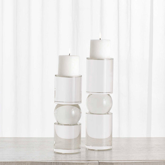 Luminous - Candleholders (Set of 2) - Pearl Silver