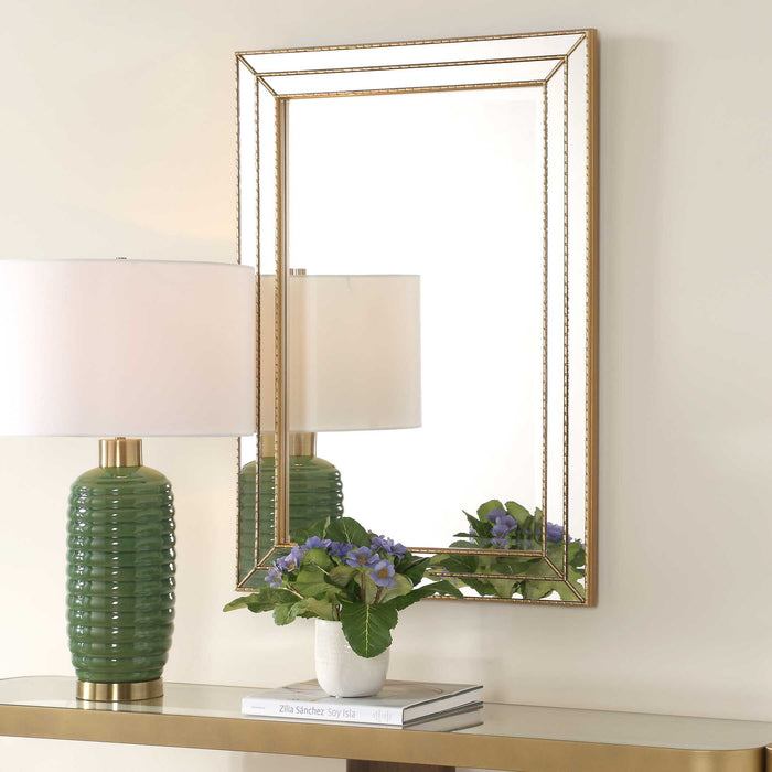 Grooved Texture Mirror - Gold