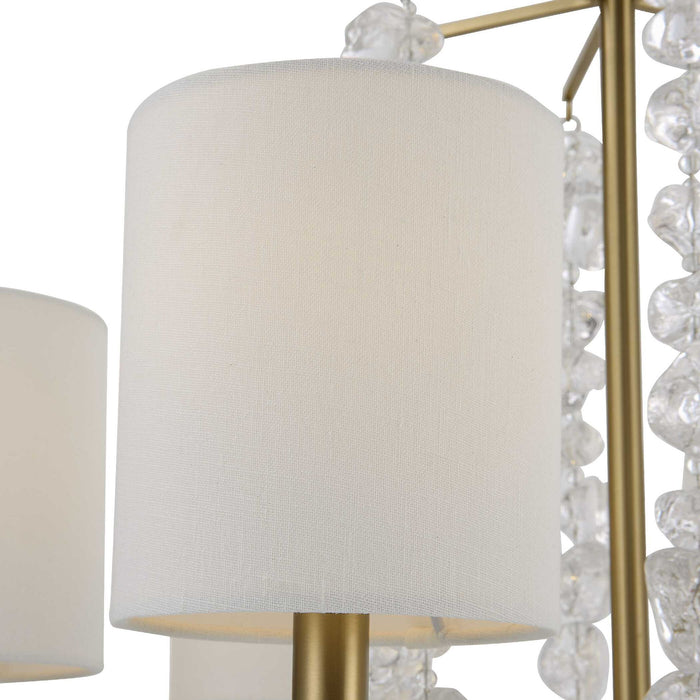 Waterfall - 6 Light Chandelier - Brass / White
