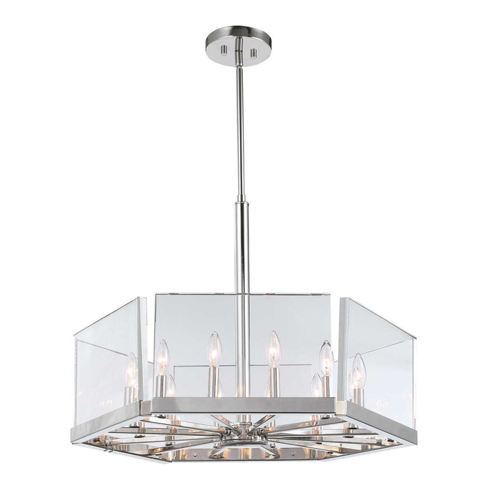 Crystal Ingot - 12 Light Pendant - Nickel / Silver