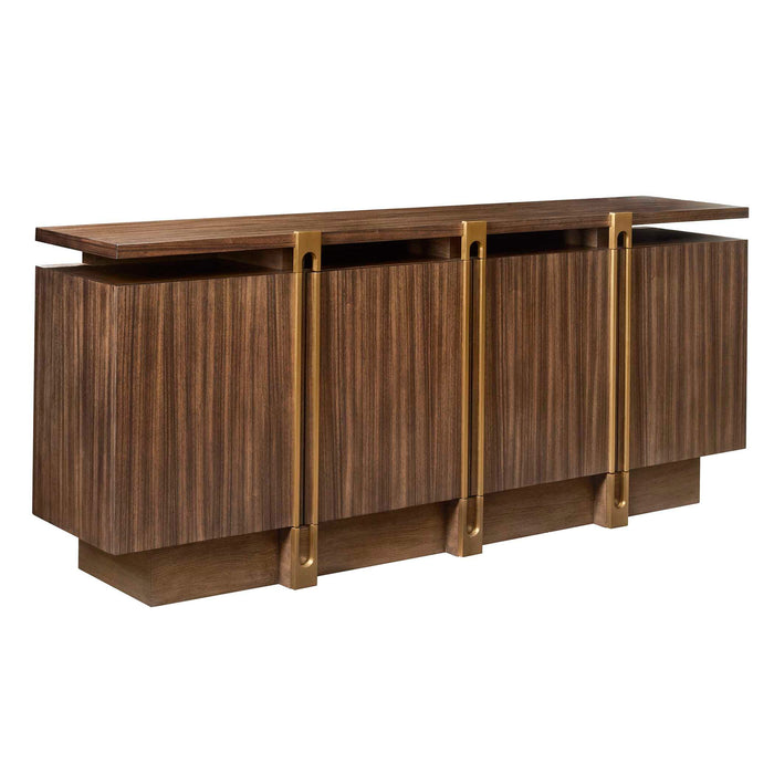 International - 4 Door Cabinet - Woodtone / Brass