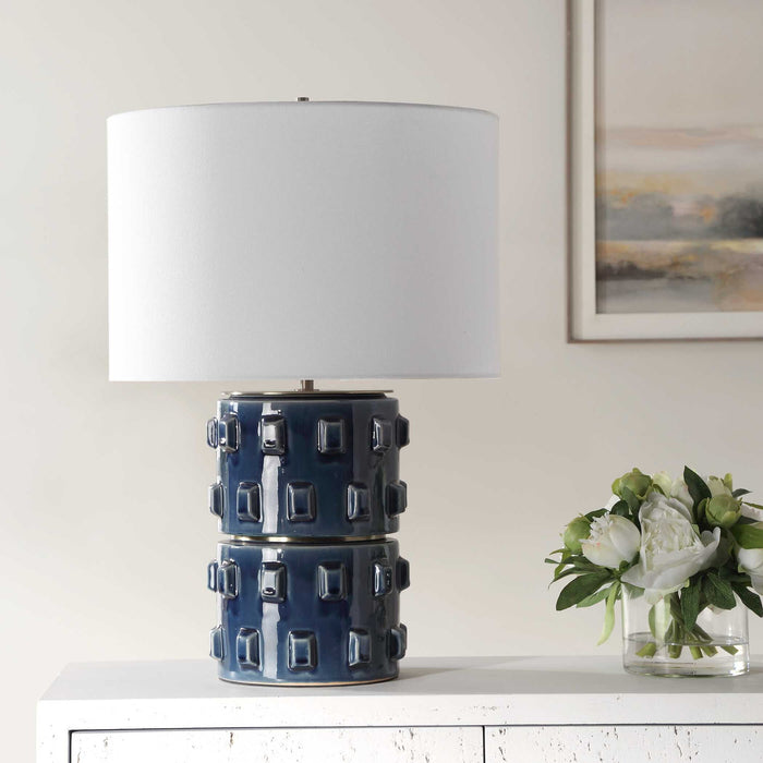 Table Lamp - Dark Blue & White