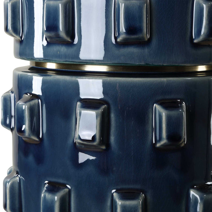 Table Lamp - Dark Blue & White