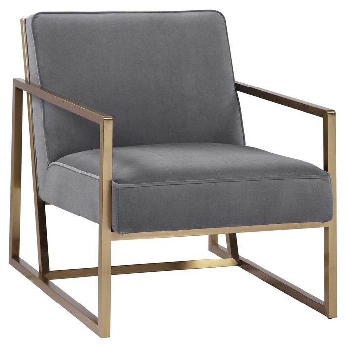 Hartigan - Accent Chair - Brass / Gray