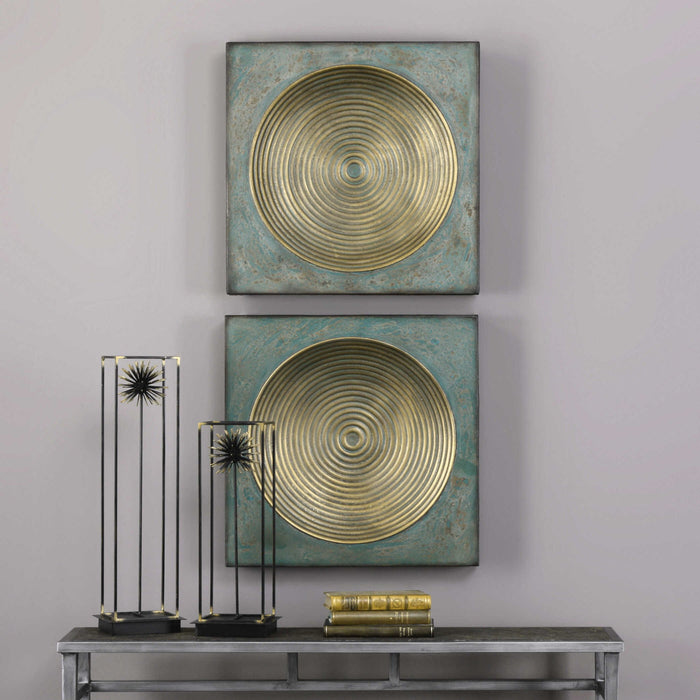 Sybil - Squares (Set of 2) - Antique Gold