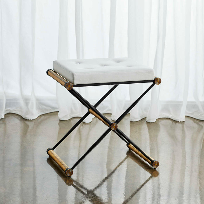 X Marks The Spot - Small Bench - Black / Brass / White