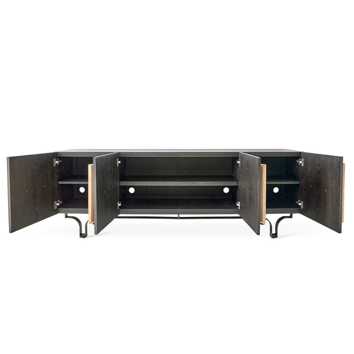 Curves Ahead - 4 Door Cabinet - Black / Woodtone