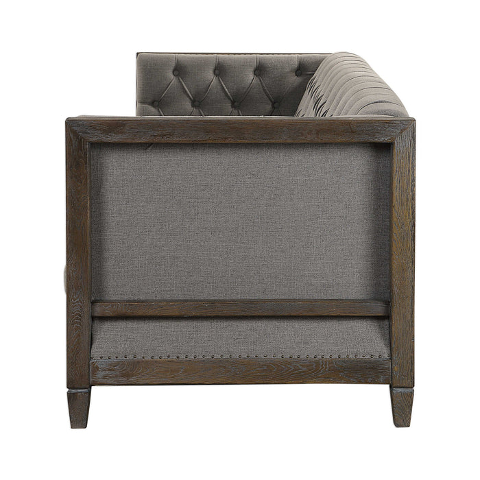 Melado Chesterfield - Sofa - Gray / Woodtone