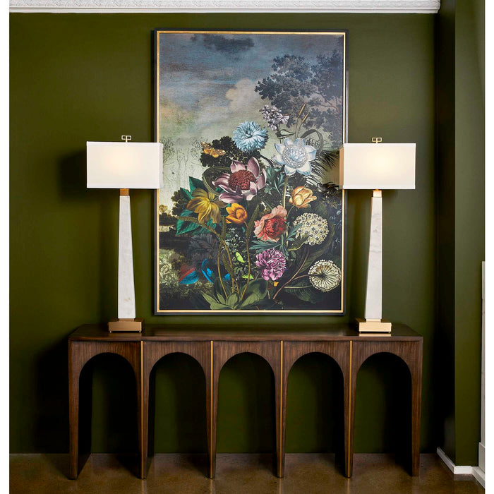Tranquil Garden Fantasy - Framed Print - Blue / Gold / Gray