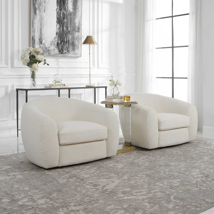 Capra - Art Deco White Swivel Chair