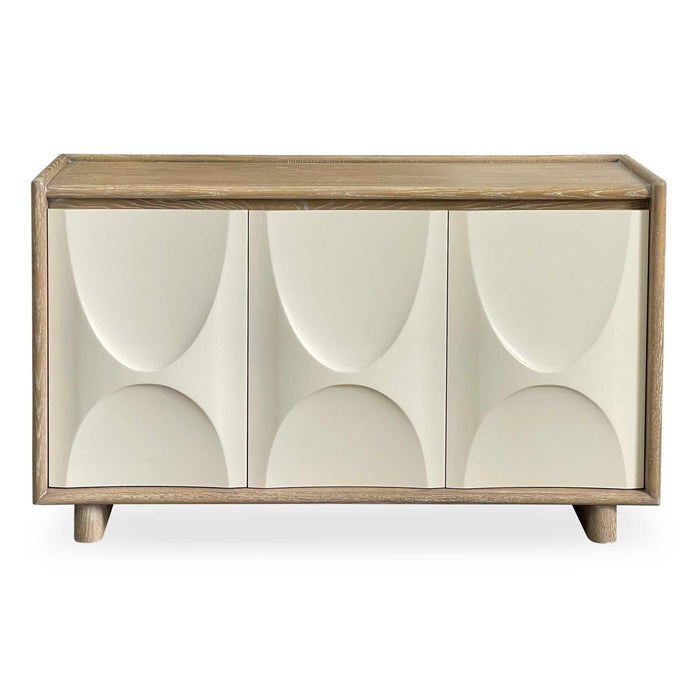 Swoosh - 3 Door Cabinet - White / Woodtone
