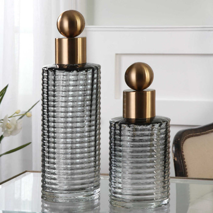 Renato - Bottles (Set of 2) - Black / Brass / Gray