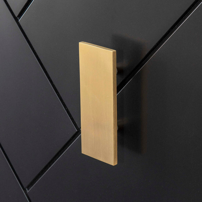 Interlace - 4 Door Cabinet - Black / Woodtone