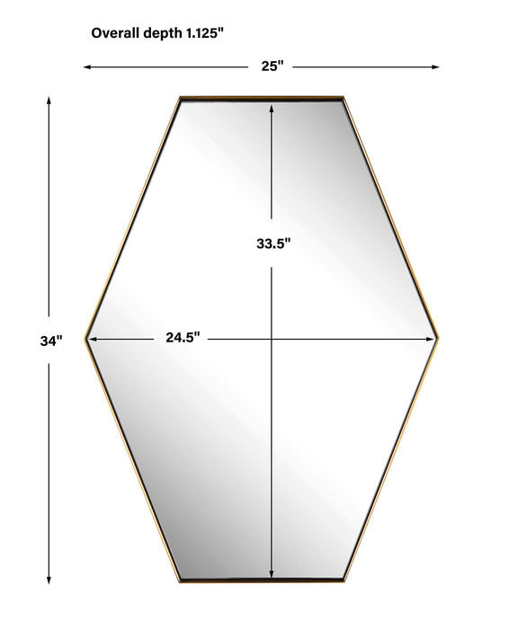Ankara - Brass Hexagon Mirror