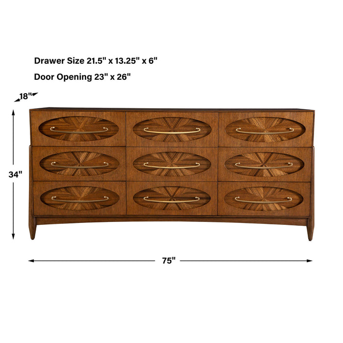 Tiger Eye - 6 Drawer 1 Door Chest - Woodtone
