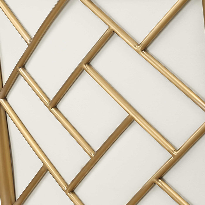 Fretwork - Dining Chair - White / Gold