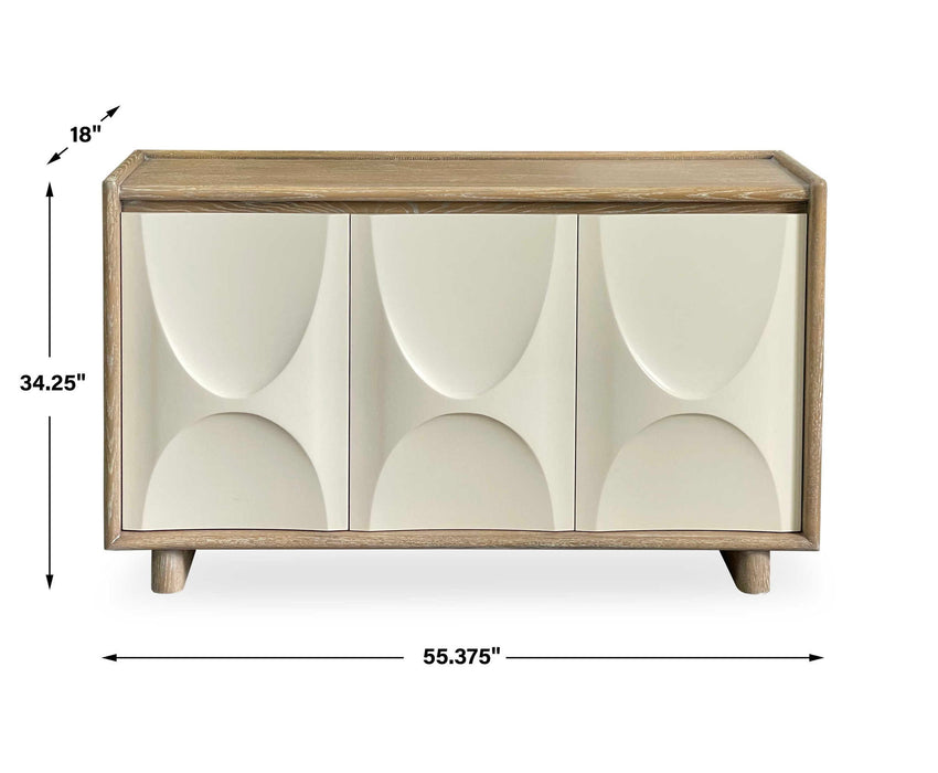 Swoosh - 3 Door Cabinet - White / Woodtone