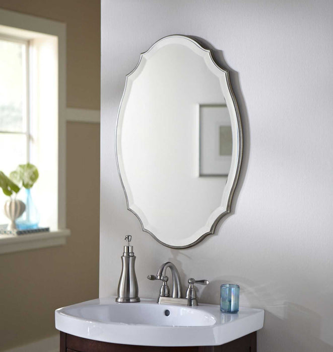 Shaped Beveled Mirror - Burnished Silver