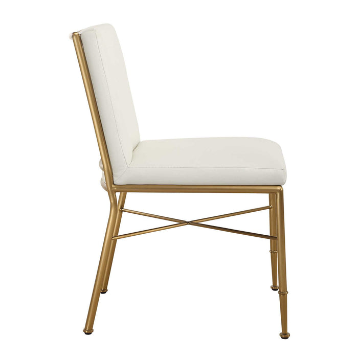 Fretwork - Dining Chair - White / Gold