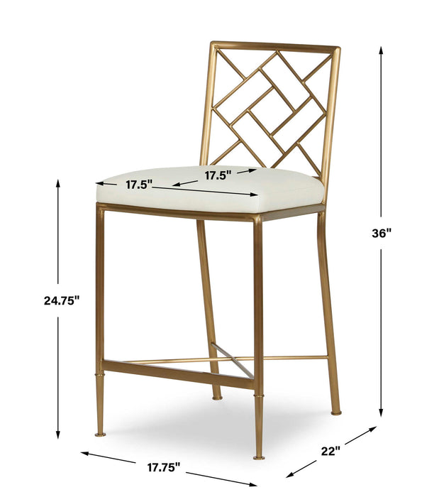 Fretwork - Counter Stool - Brass / White