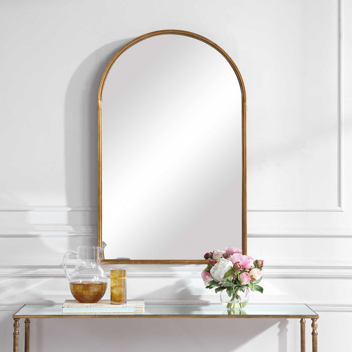 Arch Mirror - Lightly Antiqued Gold