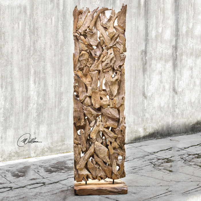 Amzi - Floor Sculpture - Brown / Woodtone