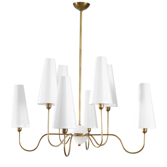 Elle - 8 Light Chandelier - Brass / White