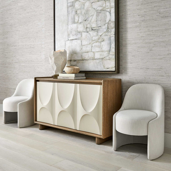Swoosh - 3 Door Cabinet - White / Woodtone