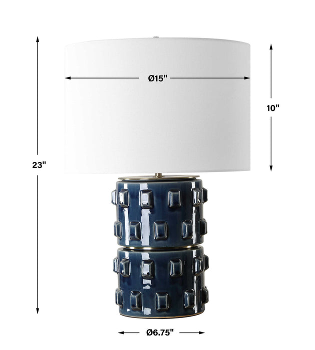 Table Lamp - Dark Blue & White
