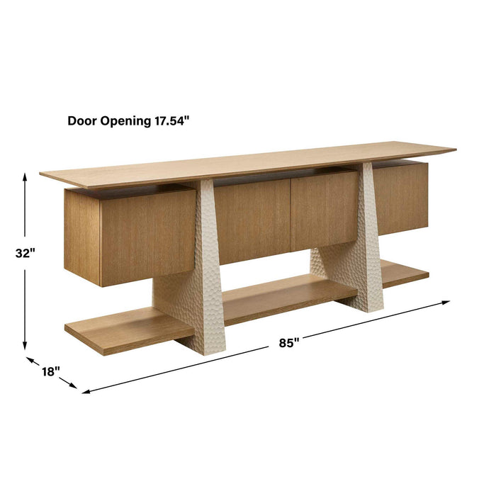 Hewn - 4 Door Cabinet - Woodtone / White