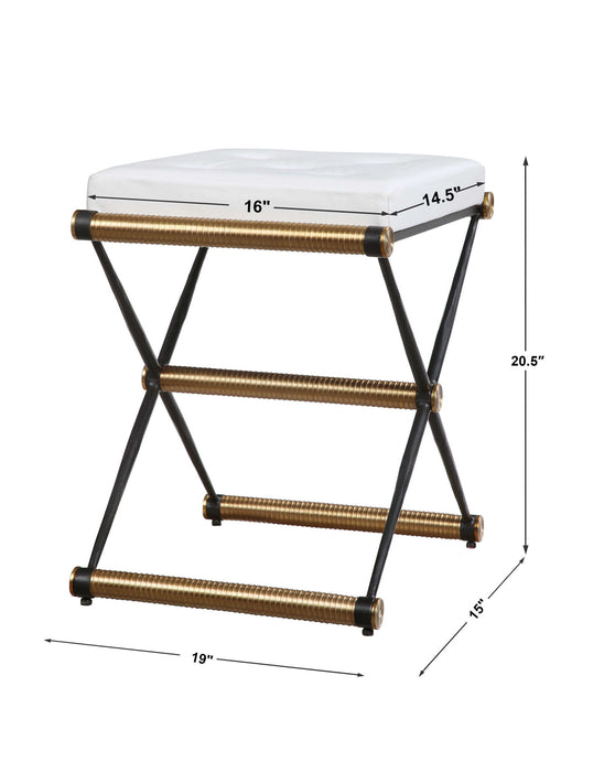 X Marks The Spot - Small Bench - Black / Brass / White