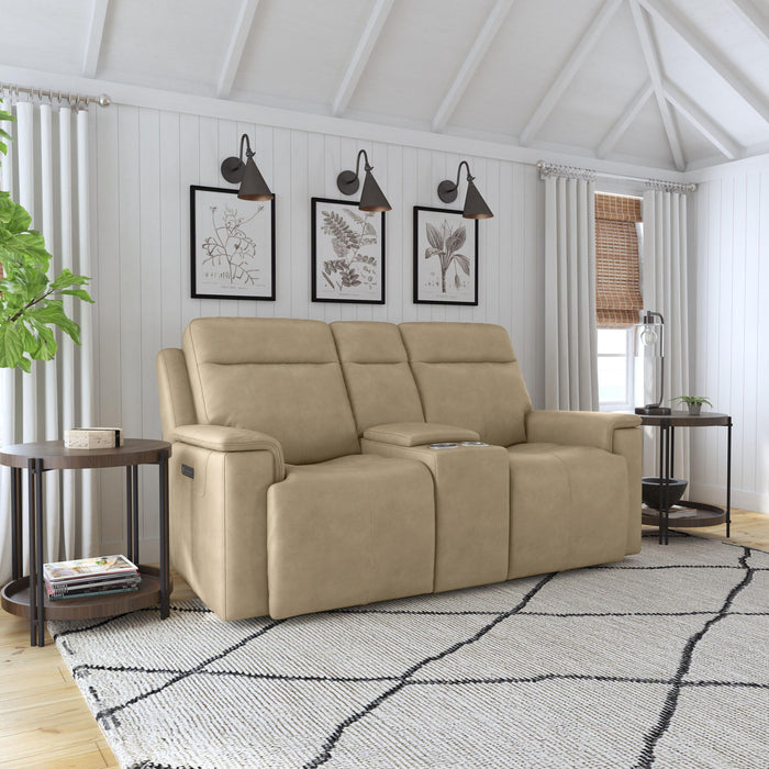 Odell - Power Reclining Loveseat With Console, Power Headrests & Lumbar - Stone