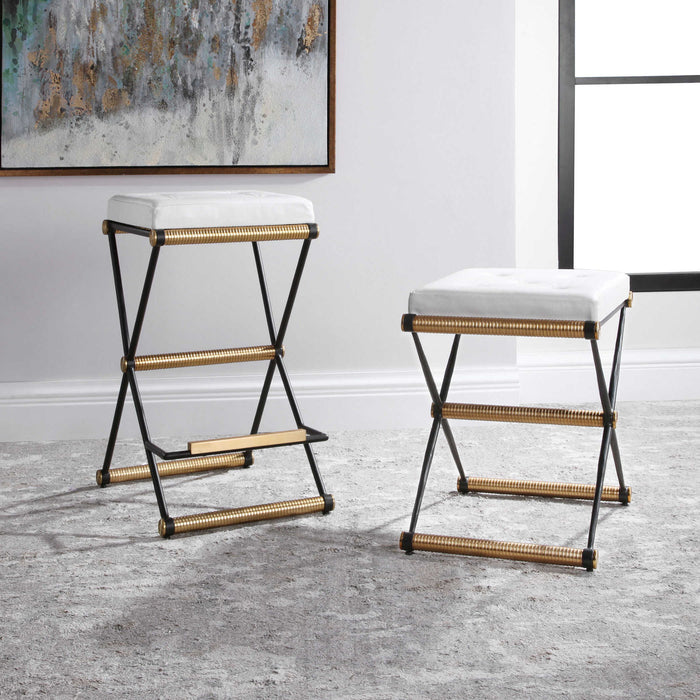 X Marks The Spot - Counter Stool - Black / Gold / White